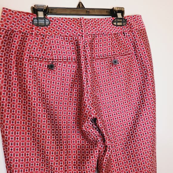 The Limited red geometric print jacquard cropped pants size 2P Retro Artsy 70s - Picture 5 of 12